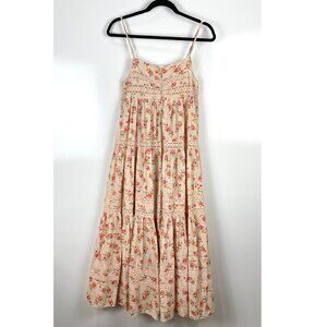 THE GREAT. The Serenade Dress Pink Floral Sleeveless Maxi Dress Size 0 XS